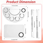 2 Set Metal Makeup Mixing Palette with Spatula, Stainless Steel Cosmetic Artist Tool Palette Reusable Beauty Tools for Foundation Mix, Facial Cosmetic, Nail Art (Sliver)
