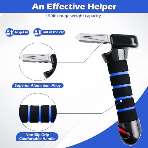 Car Door Handle for Elderly- 2026 New Car Handle Assist, 2 Pack Auto Cane Portable Vehicle Support Handle for Seniors and Handicapped, Max Load 450 Lbs, Anti-Slip Design