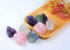 LAIDANLA 2" Rose Quartz Fluorite Amethyst Clear Quartz Set Natural Rough Stones Crystal Raw Crystals Bulk Healing Gemstones for Reiki Healing Tumbling Fountain Rocks 4PCS 0.55lb
