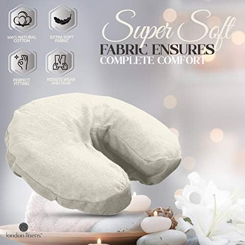 London Linens Pack of 4, Premium Extra Thick 100% Cotton Flannel Massage Tables Face Cradle Covers Cozies Fitted - Includes 4 pcs (Natural)