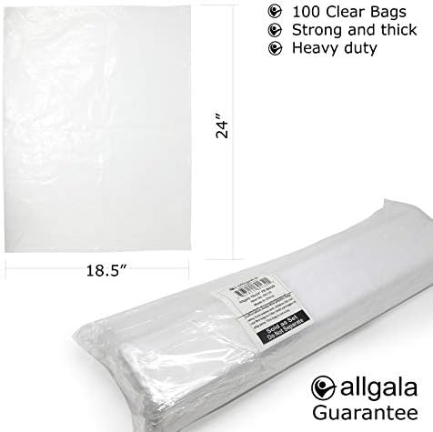Allgala Heavy Duty PE Thick 3 mil Open-End Plastic Packaging Bags/Clear - 18x24-100 Bag