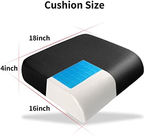 YOUFI Thick Memory Foam & Gel Seat Cushion, 18"X16"X4" Large Chair Cushion for Wheelchair Mobility Scooters, with Non-Slip Bottom and Carry Handle (Black)