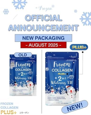 Frozen Collagen Plus+ 2-in-1 Marine Supplement - 100mg Collagen Peptide, 100mg Collagen Dipeptide & 50mg L-Glutathione per Capsule for Skin Radiance - 120 Capsules (2-Pack)