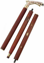 Humaira Nautical Designer Brass Jaguar Head Handle Walking Stick Antique Style Wooden Cane Designer Brass Golden Head Handle Walking Stick Antique Style Wooden Cane Gift