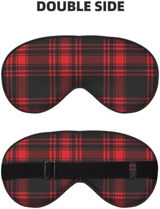 Black and red Plaid Sleep Mask for Women Men, Soft and Comfortable Eye Mask with Adjustable Strap for Travel Yoga Nap Sleeping