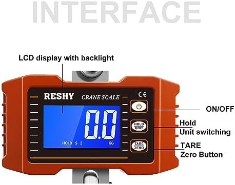 RESHY Digital Crane Scale 2200lb/1000Kg Digital Hanging Scale Industrial Heavy Duty Crane Scale for Farm,Deer,Livestock,Factory,Construction,Hunting CE Certified