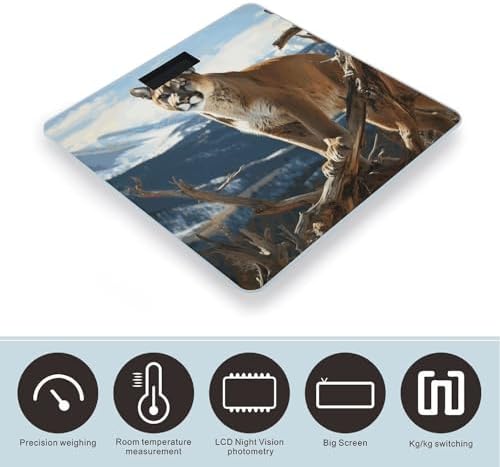 Panther Mountain Lion Bathroom Scale for Body Weight Scales Digital Smart Highly Accurate Bathroom Scales with LCD Display Tempered Glass Non-Slip Automatic Weighing Scale 400 Lb