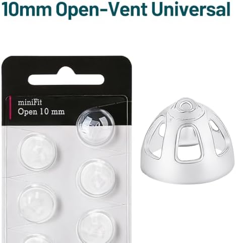 Hearing Aid Domes for Oticon Replacements, (20Pcs/2Packs）Minifit 10mm Open Vent, Aids Tips Supplies, Universal Parts Accessories for Phillips/Resound, Soft Silicone Domes for Clear Natural Sound
