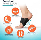 Foot Arch Support Braces for Women Men–Adjustable Compression Arch Support Bands with Gel Pad for Flat Feet, Heel Pain, High & Fallen Arches–Without Strap Anti-Slip Strips–(Pair-Black)
