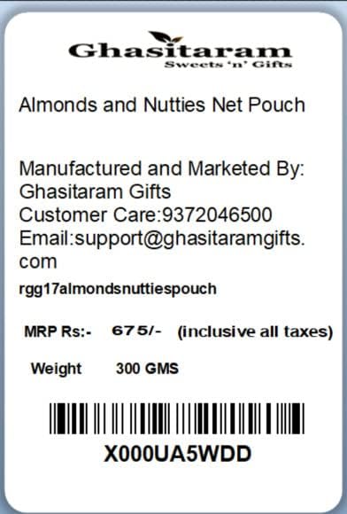 Ghasitaram Gifts Diwali Gifts Dry Fruits Hamper -Almonds and Nutties Net Pouch