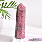 Natural Strawberry Stone Tower Obelisk Red Healing Crystal Rock Point Wand Large Reiki Healing Gifts 1.7-2.2 LBS