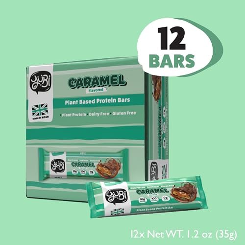 YuBi Bars - Caramel Protein Bars - 100 Calories, 10g of Protein, 0g of Sugar, Low Carb, Palm Oil Free/Non-GMO, Gluten Free, Dairy Free, Healthy Snack, Non-GMO - 14.8oz (12 Pack, Caramel)