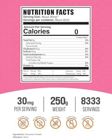 BulkSupplements.com Sucralose Powder - Sugar Alternative - Zero Calorie Sweetener - Artificial Sweeteners - Keto Sweetener (250 Grams)