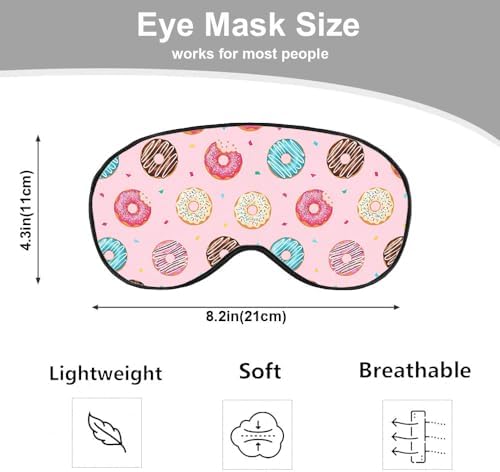 Silk Sweet Donut Sleep Eye Mask Chocolate Candy Food Polka Dot Stars Adjustable Strap for Travel Nap Shift Work Office