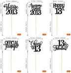 12 Pack Happy 13th Birthday Centerpiece Sticks Glitter Straight Outta 2013 Thirteen 13 Years Old Awesome Since 2013 Table Flower Centerpiece Sticks for 13 Fabulous Theme Party Supplies Black