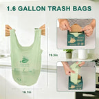 1.6 Gallon 100 Count,Compostable Bags Handle Tie,Tear Resistant Kitchen Food Scrap Waste Bag, ASTM D6400, US BPI and Europe OK Compost Home Certified