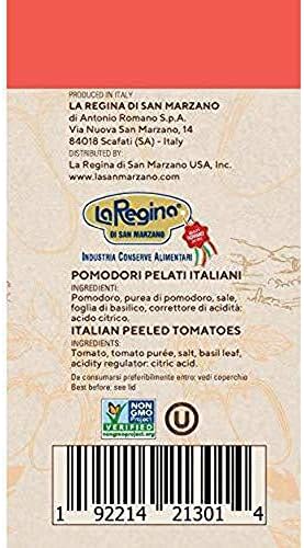 La San Marzano 6 Pack, Italian Whole Peeled Tomatoes in Puree with Basil, Non- dop, Packed in San Marzano, Product of Italy, 6 x 28 Oz can, Packed in San Marzano Region of Italy by La Regina