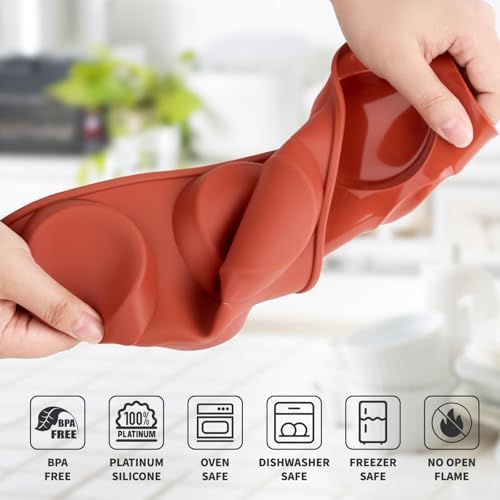 Puyeipt 3 Pack Silicone Egg Molds for Breakfast Sandwiches, 3 Inch Non-Stick Round Muffin Top Pans for Baking Egg Bites, Whoopie Pies, Tarts