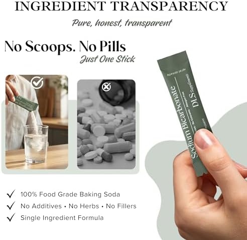 DLS Sodium Bicarbonate Supplement – Pure Organic Powder Sticks 3g Each, 30 Single-Serve Sachets – Vegan, Gluten Free, Non-GMO, Premium Dietary Supplement for Digestive Support & pH Balance, Fitness