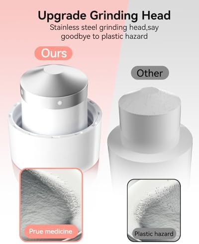 Pill Crusher Fine Powder - Cotatoc 3-in-1 Pill Crusher with Stainless Steel Grinding Pestle, Portable Pill Cutter and Crusher for Elderly and Pets (Pink)