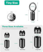 TISUR Small Pill Keychain Container, Mini Portable Titanium Keychain Pill Holder, Pocket Travel Bottle Metal Purse Box Case Black (Tiny Black-0.39inch)