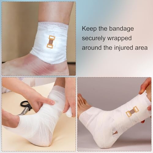 30 Pcs Brown Elastic Bandage Clips, Reusable Bandage Clips with Stretch Metal Clasps, Secure Fastening Clips for Fixing Various Bandages and Gauze, Bandaging Supplies