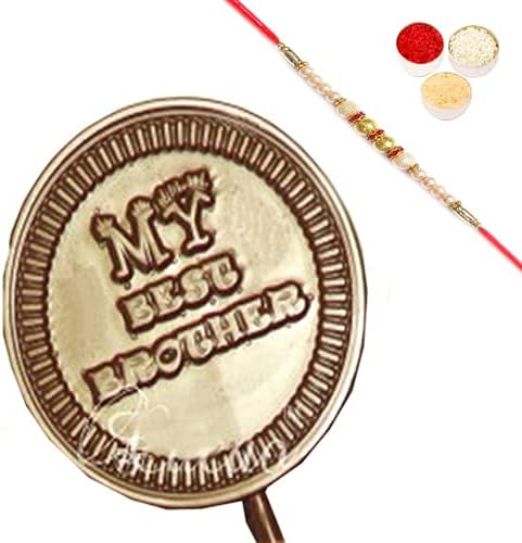 Ghasitaram Gifts Rakhi Gifts for Brothers Rakhi Sugafree Chocolates-Set of 8 Best Brother Sugafree Chocolate Lollies with Pearl Rakhi