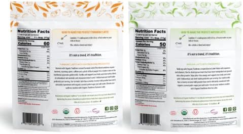 Organic Traditions Matcha Latte & Turmeric Latte Bundle - 5.3 oz each