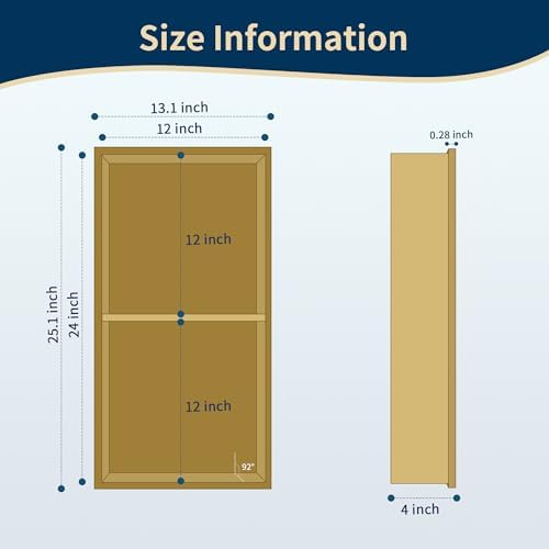 Shower Niche 12"x24", Two-Tier Recessed Brushed Gold Wall Niche, Stainless Steel Cabinet Insert Tile Ready, NO Tile Needed for Waterproof Wall Storage