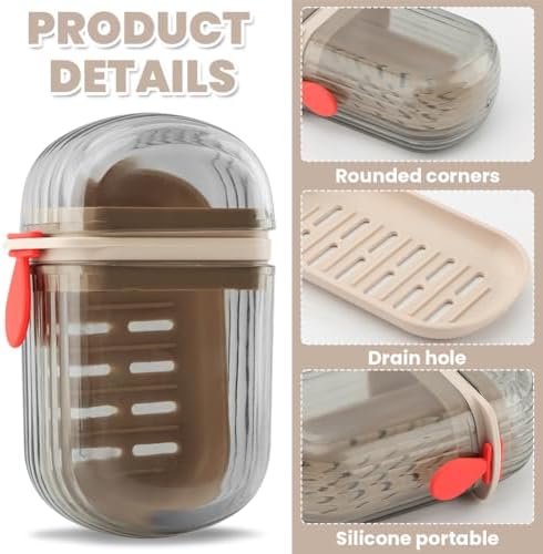 Travel Soap Case, Leakproof Soap Dish with Lid,Portable Soaps Container, Efficient Drainage SoapBox for for Bathroom,Shower,Home,Gym,School,Camping,Vacation,Outdoor(2PCS)