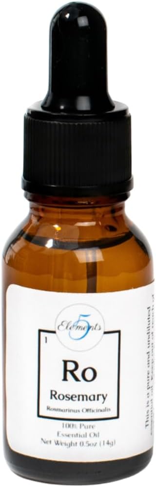 100% Pure Rosemary Essential Oil - Rosmarinus Officinalis - Pure and Natural Botanical Oils by 5 Elements Essential Oils - for use in Aromatherapy, Diffusers, Oil Burners - Home Fragrance (Rosemary)