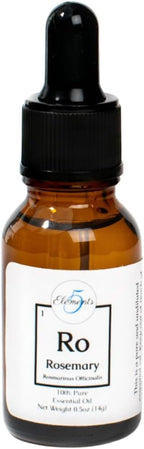 100% Pure Rosemary Essential Oil - Rosmarinus Officinalis - Pure and Natural Botanical Oils by 5 Elements Essential Oils - for use in Aromatherapy, Diffusers, Oil Burners - Home Fragrance (Rosemary)