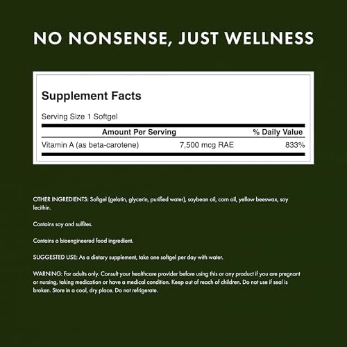 Swanson Beta-Carotene Vitamin A 25,000 IU Eye and Skin Health Supplement for Adults Seeking Vision and Immune Support - 7,500 mcg (300 Softgels)