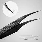 FEITA Diamond Grip Eyelash Extensions Tweezer Lash Precision Tweezers, Japanese Steel Dolphin-shaped Tip, False Lashes Application Tools, Black 1Pc