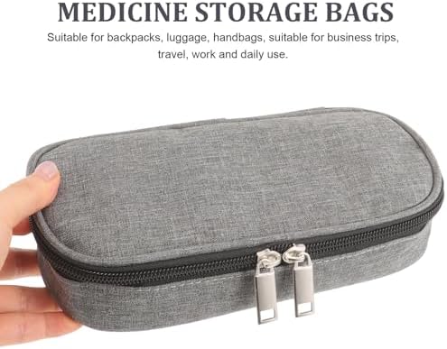 FRCOLOR Insulated Portable Insulin Bag with Reusable Ice Pack, Washable Insulin Supplies Storage Case for Diabetic Medicine Travel and Daily Use, Gray Mini Cooler Pouch