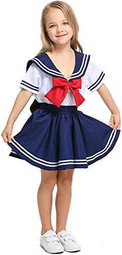 lontakids Girls Sailor Costume Kids Japanese School Uniform Kawaii Cosplay Navy Outfit Suit