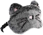 Shinywear Cute Rabbit Sleeping Eye Mask Plush Blindfold Travel Sleep Masks Super Soft Funny Eye Cover for Kids Girls and Adult (Black Grey cat)