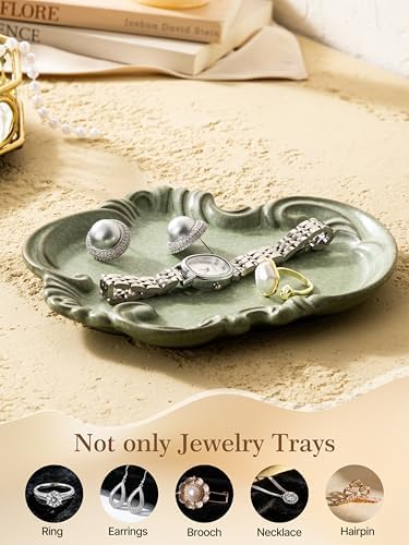 Jewelry Tray, Ceramic Jewelry Dish, Ring Dish, Trinket Tray, Rinket Dish, Ring Holder Dish, Key Bowl, Bathroom Vanity Tray, Retro, Vintage, Friendship Gifts, Anniversary Secret Santa, Deep Green