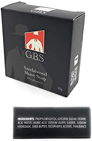 GENTS Men’s Sandalwood Shaving Soap - Natural Bar with Shea Butter & Glycerin for Rich Lather, 3oz