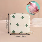 1PC Sanitary Napkin Storage Bags, Reusable Tampon Organizer Pouch With Zipper, Portable Sanitary Bags for Feminine Products, Washable Multi-Function Travel Storage Pouch (Beige Cactus)