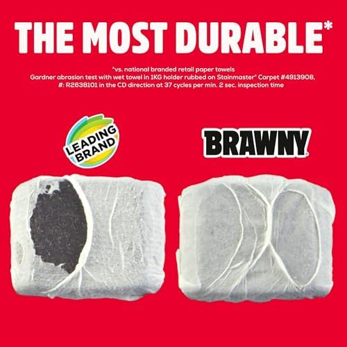 Brawny Tear-A-Square 3-Ply Paper Towels, 8 Triple Rolls = 24 Regular Rolls, Strong, Absorbent, and Durable with 3 Sheet Sizes (Quarter, Half, Full)