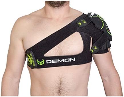 Demon United X D3O Shoulder Stability Brace with D3O Impact Protection- Neoprene Shoulder Support w/ D3O for Rotator Cuff, Labrum Tear, AC Joint Pain, Shoulder Compression Sleeve (Small/Medium)