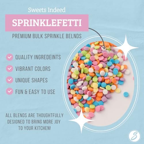 Sweets Indeed, Bulk Rainbow Sprinkles, 1.2 pounds, Sprinkle Mix, Perfect for Cake Decorations, Baking Ice Cream Cookies Cupcake Topper (Rainbow Confetti)