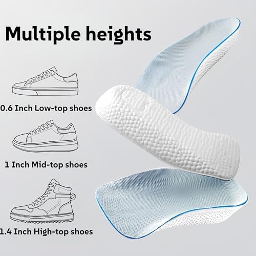 3 Pairs Height-Increasing Insoles，Height boosters，Heel Lifts for Shoes,Orthopedic High Pads，Arch Support Inserts for Men and Women,(Gray，0.6"/1"/1.4" Height) (0.6/1/1.4 Inch)