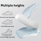 3 Pairs Height-Increasing Insoles，Height boosters，Heel Lifts for Shoes,Orthopedic High Pads，Arch Support Inserts for Men and Women,(Gray，0.6"/1"/1.4" Height) (0.6/1/1.4 Inch)