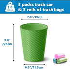 Lysam Bathroom Trash Can, 3 Pack 1.8 Gallons Small Trash Can with Trash Bags, Bathroom Garbage Can, Plastic Trash Bin, Round Waste Basket for Bedroom, Office, Compact Space (Pink Purple Green)