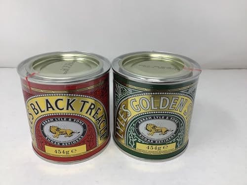 Lyle's Golden Syrup - Cane Sugar Syrup AND Lyle's Black Treacle - Cane Molasses **BUNDLE** - 2 Tins, 11 Fl Oz (325 ml) each