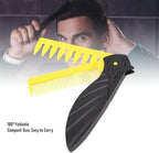 BRRNOO Folding Comb for Men, 180 Degree Foldable Hair Comb with Wide and Fine Teeth, Dual Function Design for Hair and Beard Care, Portable Pocket