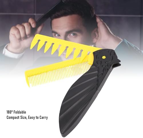 BRRNOO Folding Comb for Men, 180 Degree Foldable Hair Comb with Wide and Fine Teeth, Dual Function Design for Hair and Beard Care, Portable Pocket