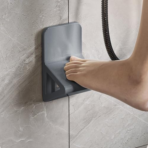 Agatige 2PCS Shower Wall Foot Rest, No Drill Triangular Suction Step for Shower Pedicure Stand Bathroom Pedal for Shaving Legs, Pregnant Woman Shower(Gray)